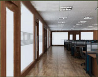 580平米办公室玻璃隔断装修设计效果图 (4)