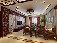 鸿坤理想城-90平米-二居室-中式古典风格装修效果图 (4)