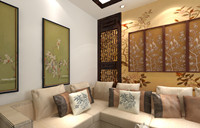 滨湖花园—84平米—两居室—中式古典风格装修效果图 (3)